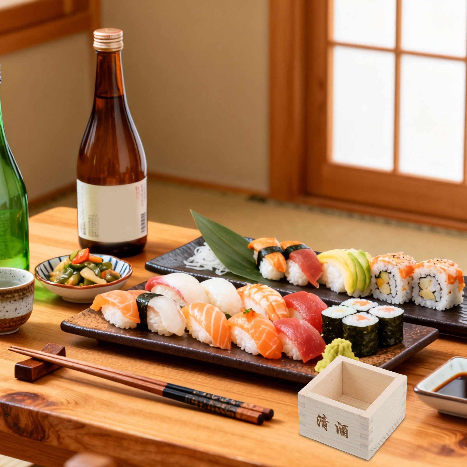 2Pcs Wooden Sake Masu Box Trad - огляд і ціна Japanese Restaurant Lifestyle
